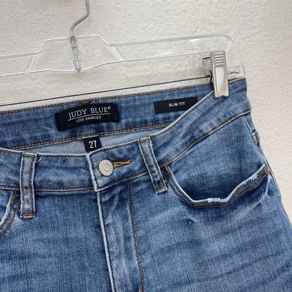 Judy Blue Gwen High Rise Slim Fit Distressed Denim Jeans JB82294 Womens size 27 - Picture 2 of 7